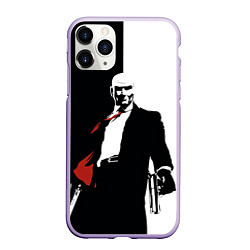 Чехол iPhone 11 Pro матовый Hitman BW, цвет: 3D-светло-сиреневый