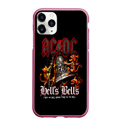 Чехол iPhone 11 Pro матовый ACDC Hells Bells, цвет: 3D-малиновый