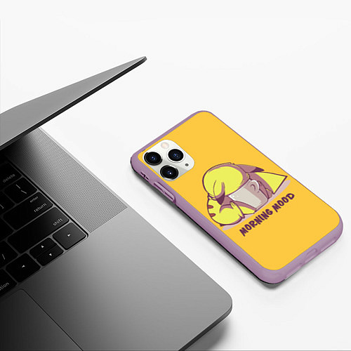 Чехол iPhone 11 Pro матовый Pikachu morning mood / 3D-Сиреневый – фото 3