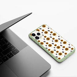 Чехол iPhone 11 Pro матовый Узор и биткоина Pattern, цвет: 3D-салатовый — фото 2