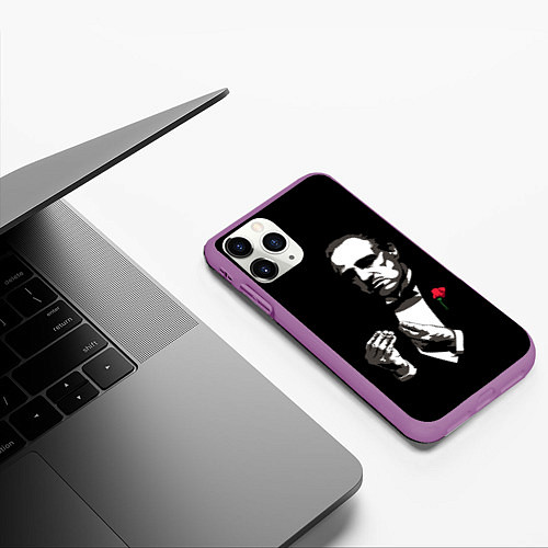 Чехол iPhone 11 Pro матовый Крёстный Отец The Godfather / 3D-Фиолетовый – фото 3