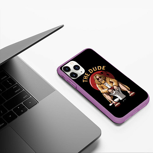 Чехол iPhone 11 Pro матовый THE DUDE Big Lebowski / 3D-Фиолетовый – фото 3