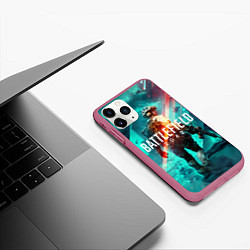Чехол iPhone 11 Pro матовый Баттлфилд 2042, цвет: 3D-малиновый — фото 2