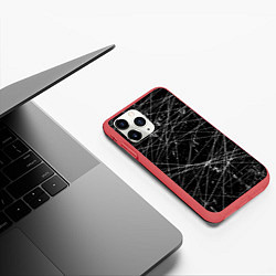 Чехол iPhone 11 Pro матовый ГРАНЖ GRUNGE ЧБ, цвет: 3D-красный — фото 2