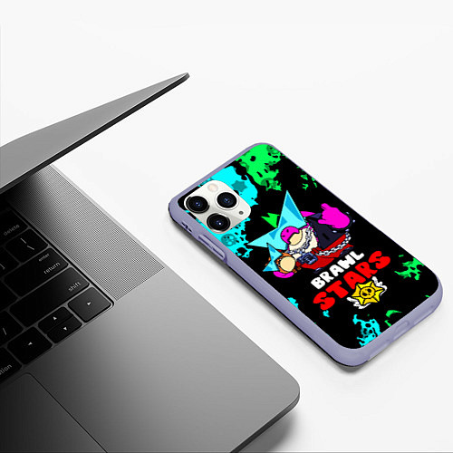 Чехол iPhone 11 Pro матовый Плохиш Базз, Buzz Brawl Stars / 3D-Светло-сиреневый – фото 3