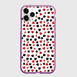 Чехол iPhone 11 Pro матовый Карточные Масти, цвет: 3D-фиолетовый