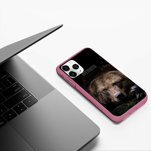 Чехол iPhone 11 Pro матовый Русский MEDVED / 3D-Малиновый – фото 3