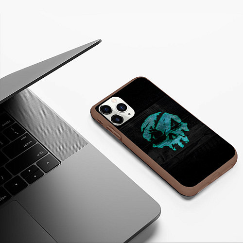 Чехол iPhone 11 Pro матовый Skull of pirate / 3D-Коричневый – фото 3