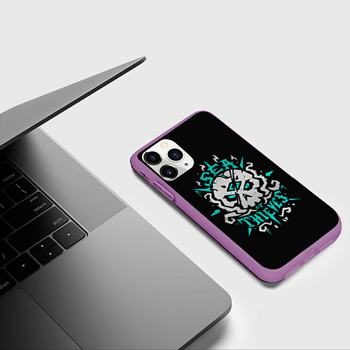 Чехол iPhone 11 Pro матовый Пиратское море / 3D-Фиолетовый – фото 3