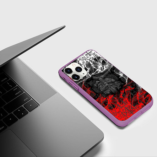Чехол iPhone 11 Pro матовый Викинги / 3D-Фиолетовый – фото 3
