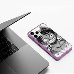 Чехол iPhone 11 Pro матовый Луфи улыбается one piece, цвет: 3D-фиолетовый — фото 2