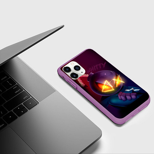 Чехол iPhone 11 Pro матовый Витти на темном фоне / 3D-Фиолетовый – фото 3