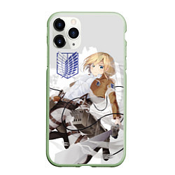 Чехол iPhone 11 Pro матовый Attack on Titan, цвет: 3D-салатовый