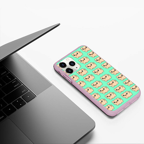 Чехол iPhone 11 Pro матовый Мопсов много не бывает / 3D-Розовый – фото 3