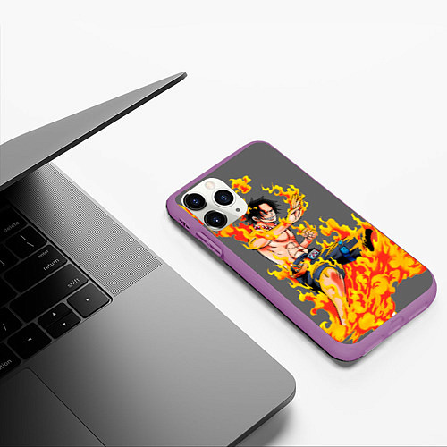 Чехол iPhone 11 Pro матовый Портгас Д Эйс из One Piece / 3D-Фиолетовый – фото 3