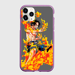Чехол iPhone 11 Pro матовый Портгас Д Эйс из One Piece, цвет: 3D-фиолетовый