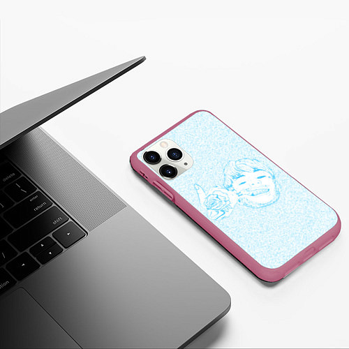 Чехол iPhone 11 Pro матовый Blue Lil Peep / 3D-Малиновый – фото 3