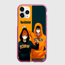 Чехол iPhone 11 Pro матовый Хината и Кагеяма из Карасуно, цвет: 3D-малиновый