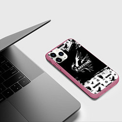 Чехол iPhone 11 Pro матовый Старшая школа Карасуно, цвет: 3D-малиновый — фото 2