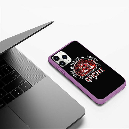 Чехол iPhone 11 Pro матовый Boss of gym / 3D-Фиолетовый – фото 3