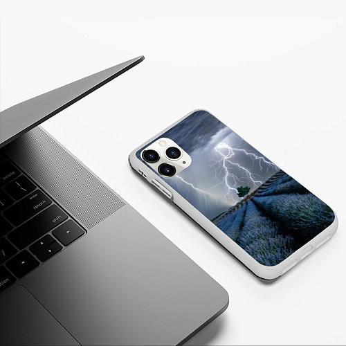 Чехол iPhone 11 Pro матовый Молнии / 3D-Белый – фото 3