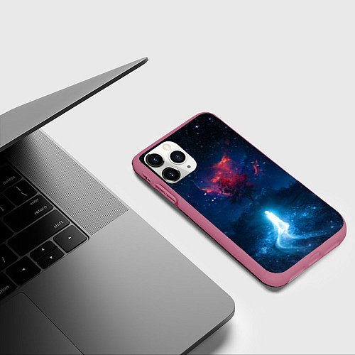 Чехол iPhone 11 Pro матовый Душа идущая в космос Soul space Z / 3D-Малиновый – фото 3