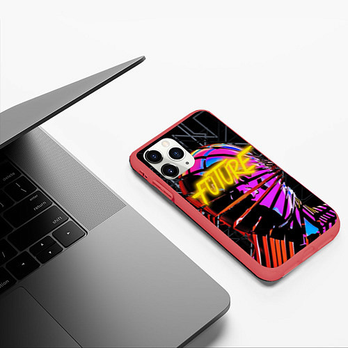 Чехол iPhone 11 Pro матовый Neon Future / 3D-Красный – фото 3