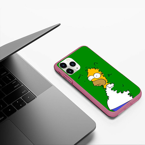 Чехол iPhone 11 Pro матовый Мем с Гомером / 3D-Малиновый – фото 3