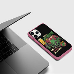 Чехол iPhone 11 Pro матовый Кот Ктулху, цвет: 3D-малиновый — фото 2