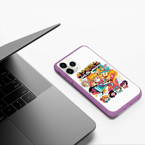 Чехол iPhone 11 Pro матовый Sailor Meow / 3D-Фиолетовый – фото 3