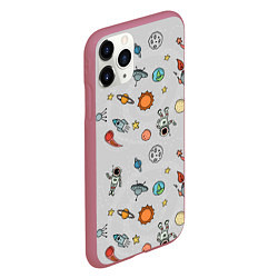 Чехол iPhone 11 Pro матовый Космический астронавт, цвет: 3D-малиновый — фото 2