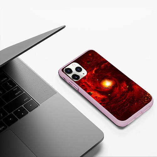 Чехол iPhone 11 Pro матовый КОСМИЧЕСКИЙ ВИХРЬ / 3D-Розовый – фото 3