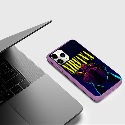 Чехол iPhone 11 Pro матовый Nirvana Neon / 3D-Фиолетовый – фото 3