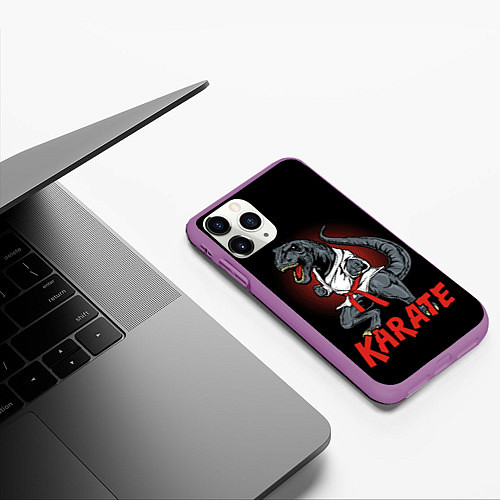 Чехол iPhone 11 Pro матовый KARATE T-REX / 3D-Фиолетовый – фото 3