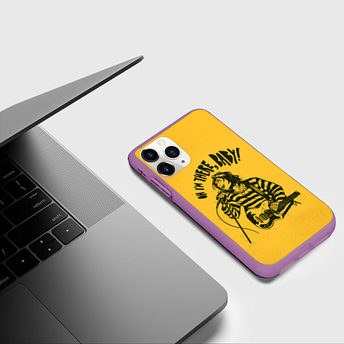 Чехол iPhone 11 Pro матовый Я тут, детка / 3D-Фиолетовый – фото 3