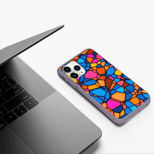 Чехол iPhone 11 Pro матовый Mosaic / 3D-Серый – фото 3