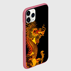 Чехол iPhone 11 Pro матовый Золотой китайский дракон, цвет: 3D-малиновый — фото 2