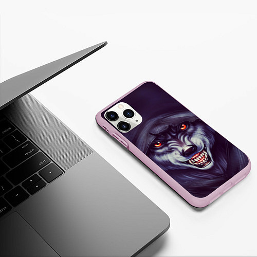 Чехол iPhone 11 Pro матовый СЕРЫЙ ВОЛК 3D / 3D-Розовый – фото 3