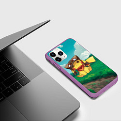 Чехол iPhone 11 Pro матовый Пикачу летчик, цвет: 3D-фиолетовый — фото 2
