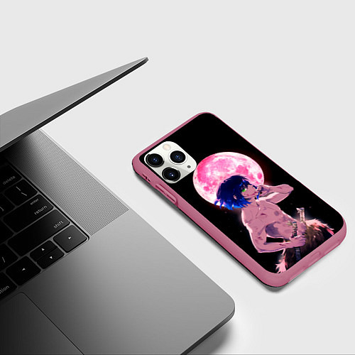 Чехол iPhone 11 Pro матовый Иноске клинок рассекающий демонов арт / 3D-Малиновый – фото 3