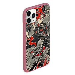 Чехол iPhone 11 Pro матовый Китайский Дракон, China Dragon, цвет: 3D-малиновый — фото 2