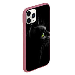 Чехол iPhone 11 Pro матовый Черный кот, цвет: 3D-малиновый — фото 2