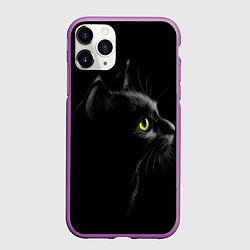 Чехол iPhone 11 Pro матовый Черный кот, цвет: 3D-фиолетовый