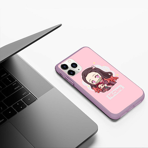 Чехол iPhone 11 Pro матовый Baby Nezuko / 3D-Сиреневый – фото 3