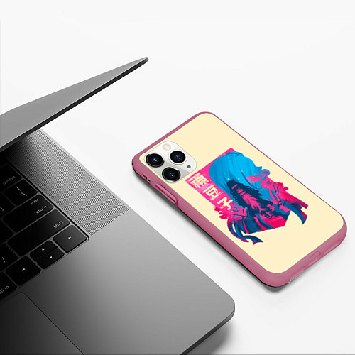 Чехол iPhone 11 Pro матовый Nezuko Neon / 3D-Малиновый – фото 3