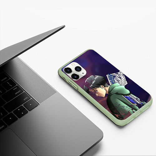 Чехол iPhone 11 Pro матовый Атака титанов / 3D-Салатовый – фото 3
