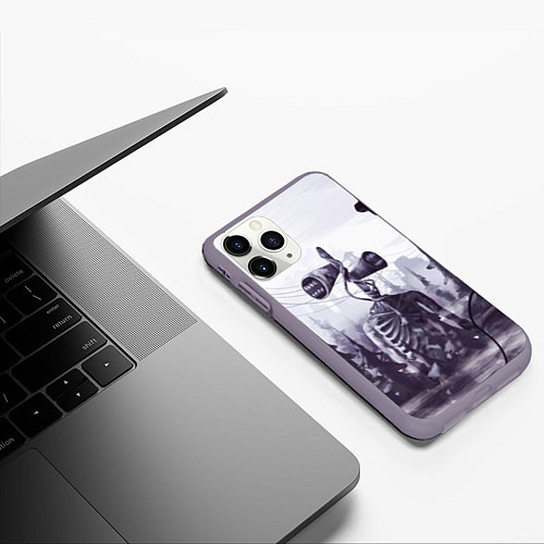 Чехол iPhone 11 Pro матовый СИРЕНОГОЛОВЫЙ В ГОРОДЕ / 3D-Серый – фото 3