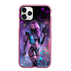 Чехол iPhone 11 Pro матовый CYBERPUNK 2077 NEON КИБЕРПАНК НЕОН Z, цвет: 3D-малиновый