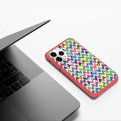Чехол iPhone 11 Pro матовый Кривая линия и цветы / 3D-Красный – фото 3