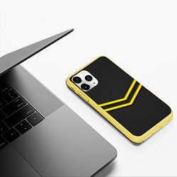 Чехол iPhone 11 Pro матовый Black and Yellow, цвет: 3D-желтый — фото 2